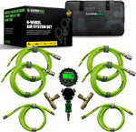 Packaging and parts including carrying case, air hoses, adapters, tire gauge