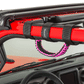 Close-up red jeep vehicle with pink grab handle installed