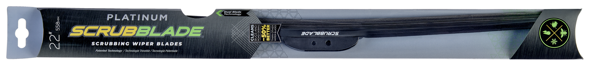 a wiper blade in its metallic colored packaging 