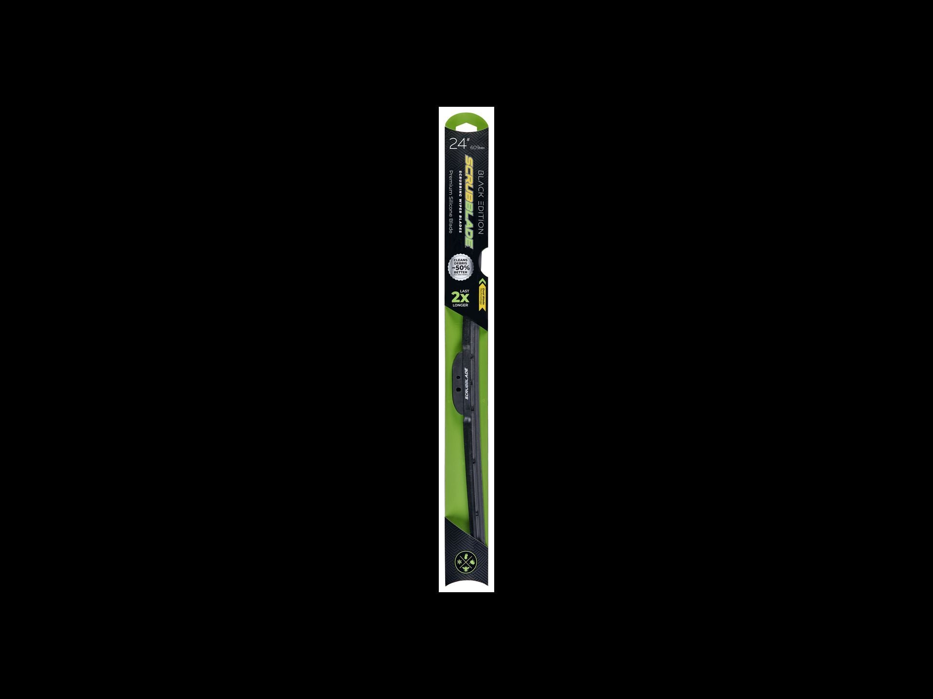 a wiper blade in its black and green packaging