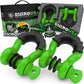 Rhino branded packaging with 2 green D-ring shackles