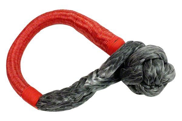 a red soft shackle with a grey loop and knot