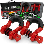 Rhino branded packaging with 2 red D-ring shackles
