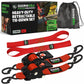 Rhino branded packaging with carrying bag and 2 black retractable ratchet straps