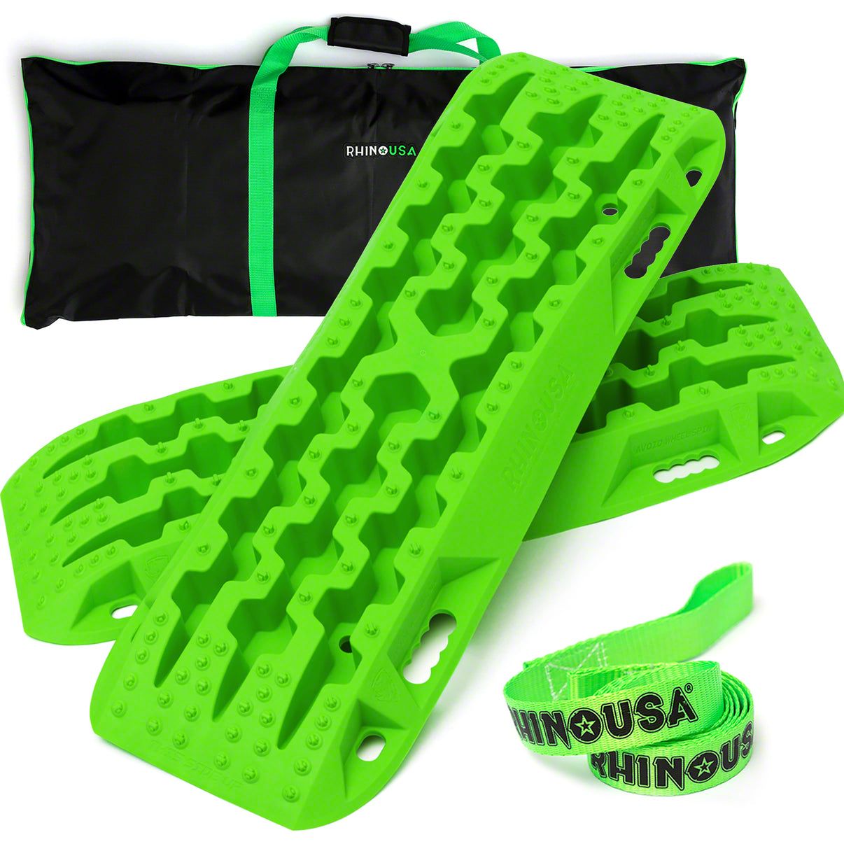 two green recovery boards with a strap and carrying case