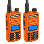 2 orange radio handsets