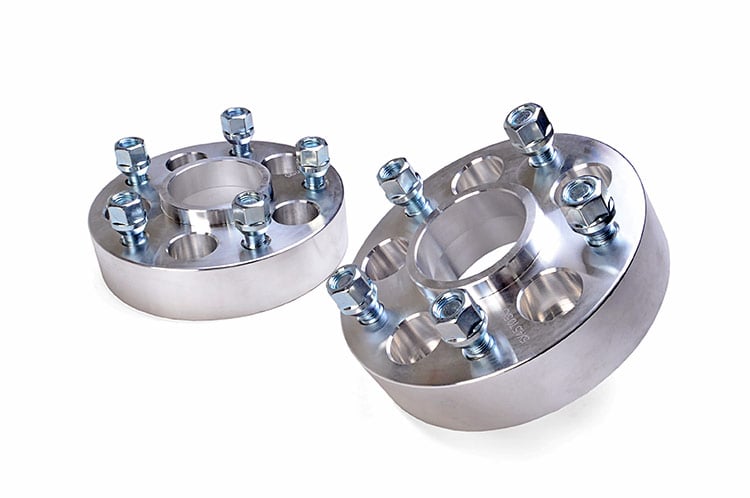 two aluminum wheel adapters
